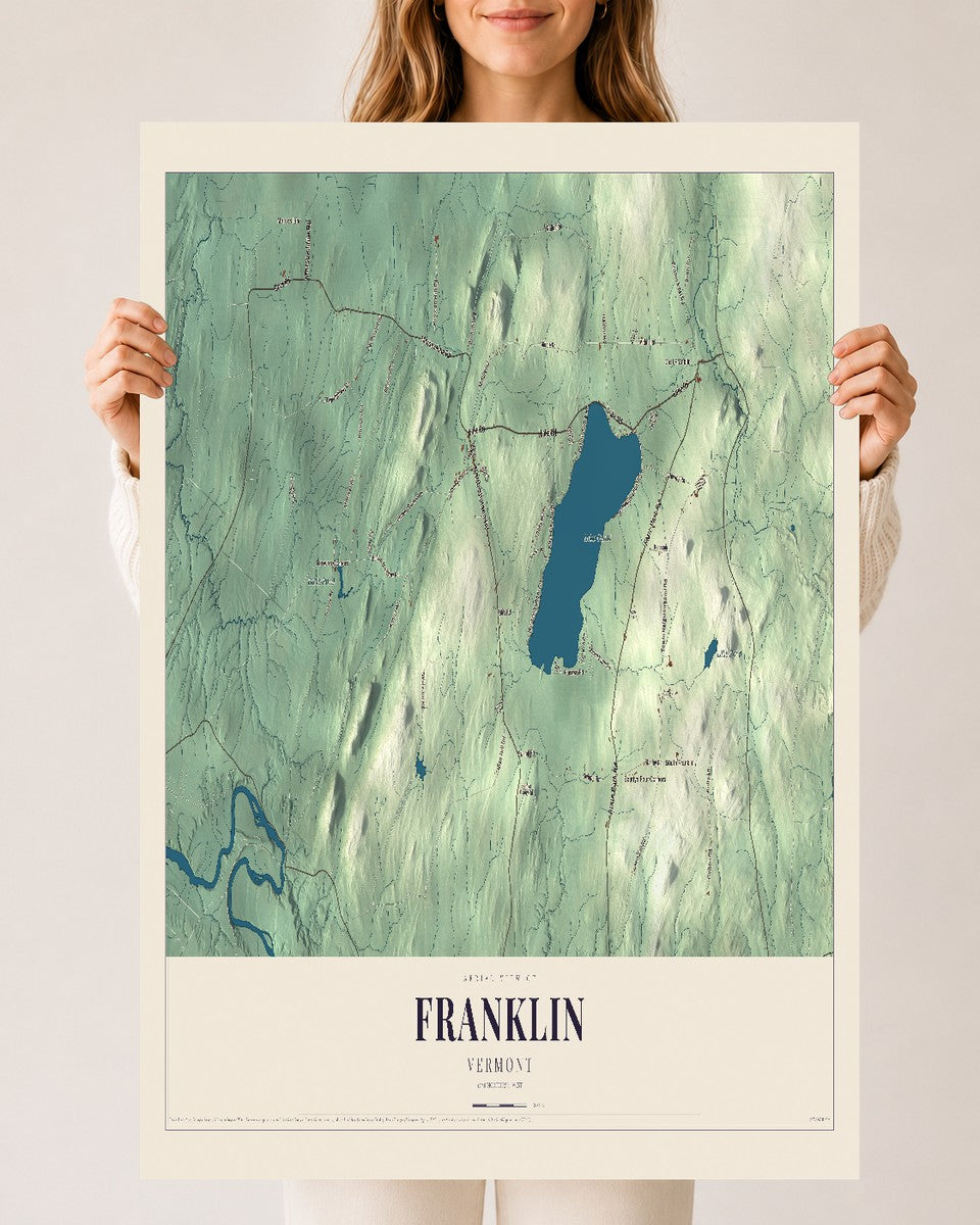 Franklin, Vermont map print - 24 x 36 archival matte print