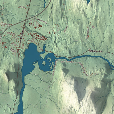 Terrain and local geography detail from the Georgia, Vermont map