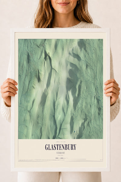 Glastenbury, Vermont map print - 18 x 24 white Ayous wood frame