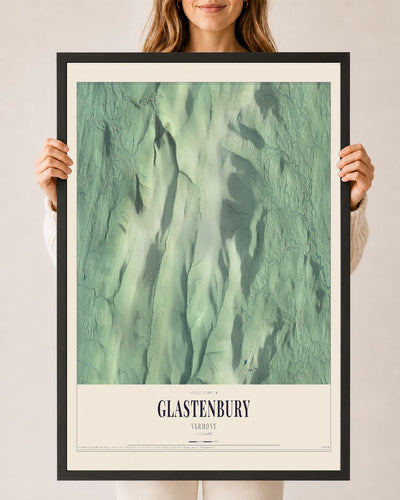 Glastenbury, Vermont map print - 24 x 36 black Ayous wood frame