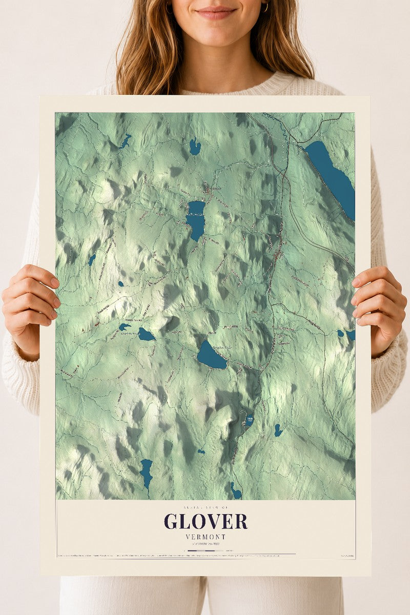 Glover, Vermont map print - 18 x 24 archival matte print