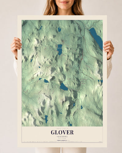 Glover, Vermont map print - 24 x 36 archival matte print