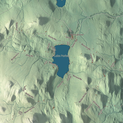 Terrain and local geography detail from the Glover, Vermont map