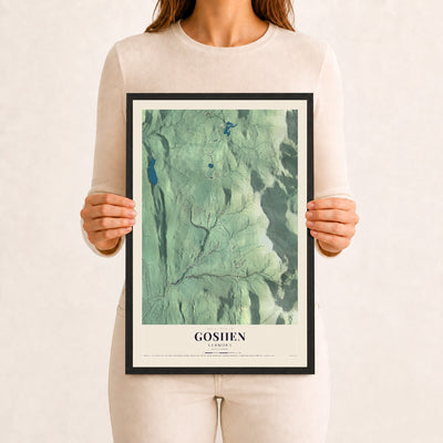Goshen, Vermont map print - 12 x 18 black Ayous wood frame