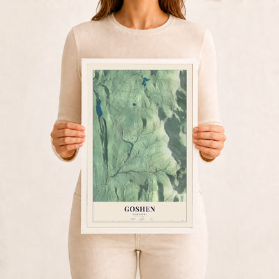 Goshen, Vermont map print - 12 x 18 white Ayous wood frame