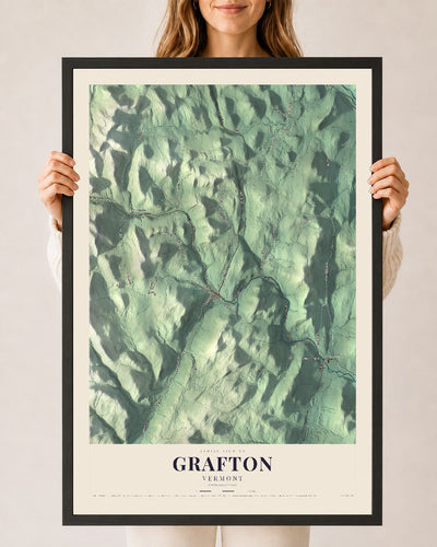 Grafton, Vermont map print - 24 x 36 black Ayous wood frame