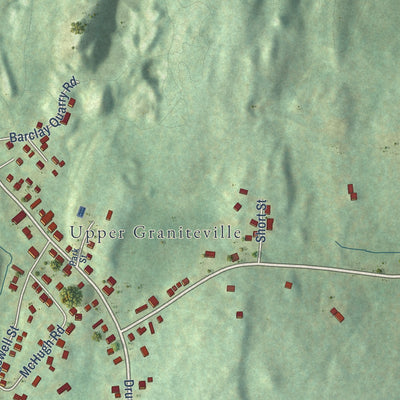 Close-up of the map of Graniteville, Vermont print showing street and building detail