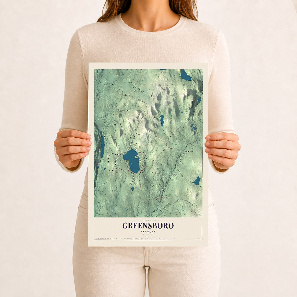 Greensboro, Vermont map print - 12 x 18 archival matte print