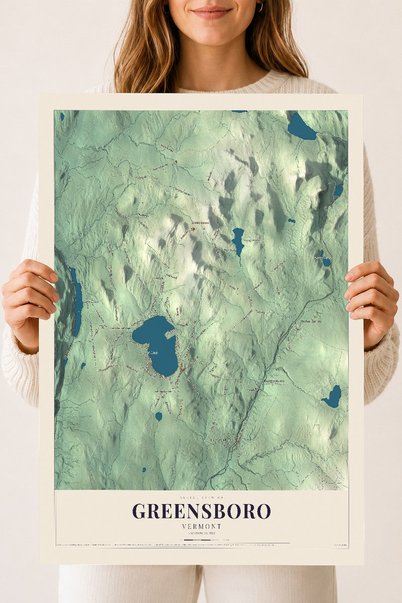 Greensboro, Vermont map print - 18 x 24 archival matte print
