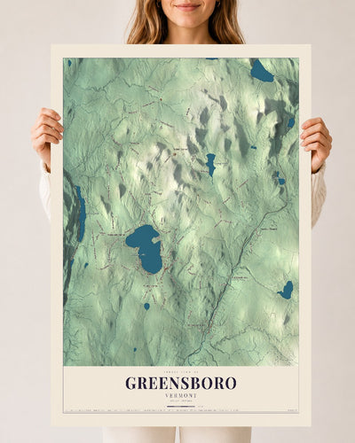 Greensboro, Vermont map print - 24 x 36 archival matte print