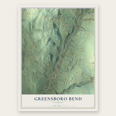 Greensboro Bend, Vermont map print, the full design