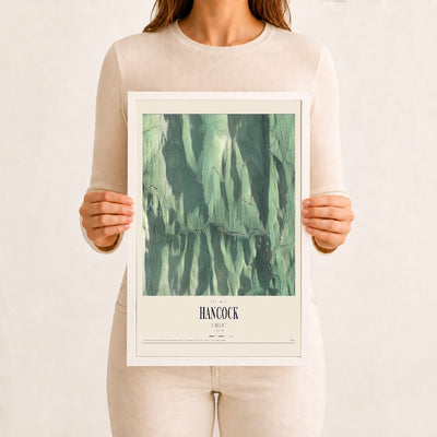 Hancock, Vermont map print - 12 x 18 white Ayous wood frame