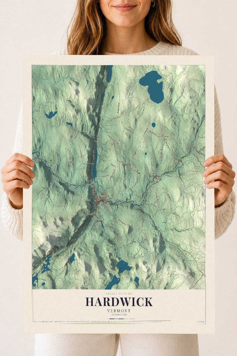 Hardwick, Vermont map print - 18 x 24 archival matte print