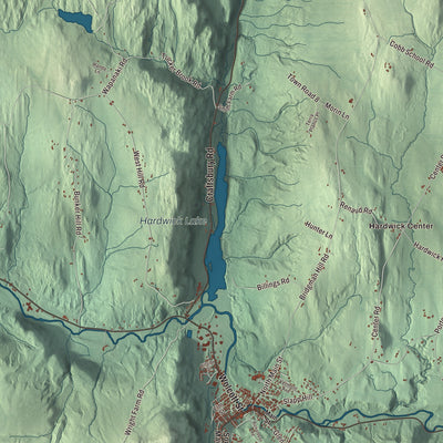 Terrain and local geography detail from the Hardwick, Vermont map