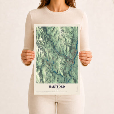 Hartford, Vermont map print - 12 x 18 archival matte print
