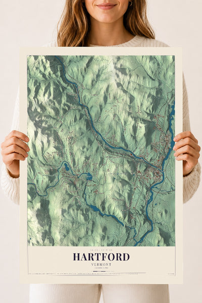 Hartford, Vermont map print - 18 x 24 archival matte print