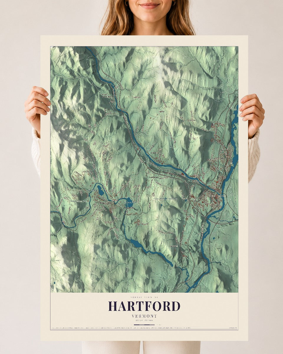 Hartford, Vermont map print - 24 x 36 archival matte print