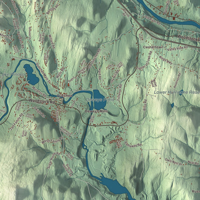 Terrain and local geography detail from the Hartford, Vermont map