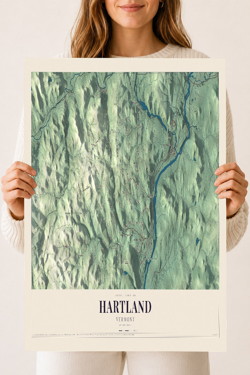 Hartland, Vermont map print - 18 x 24 archival matte print