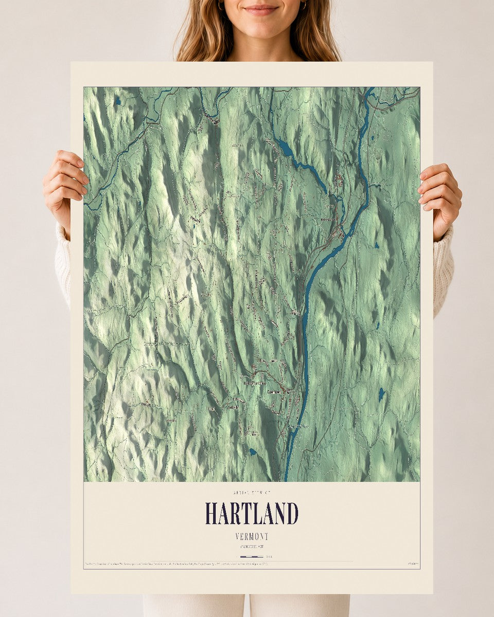 Hartland, Vermont map print - 24 x 36 archival matte print