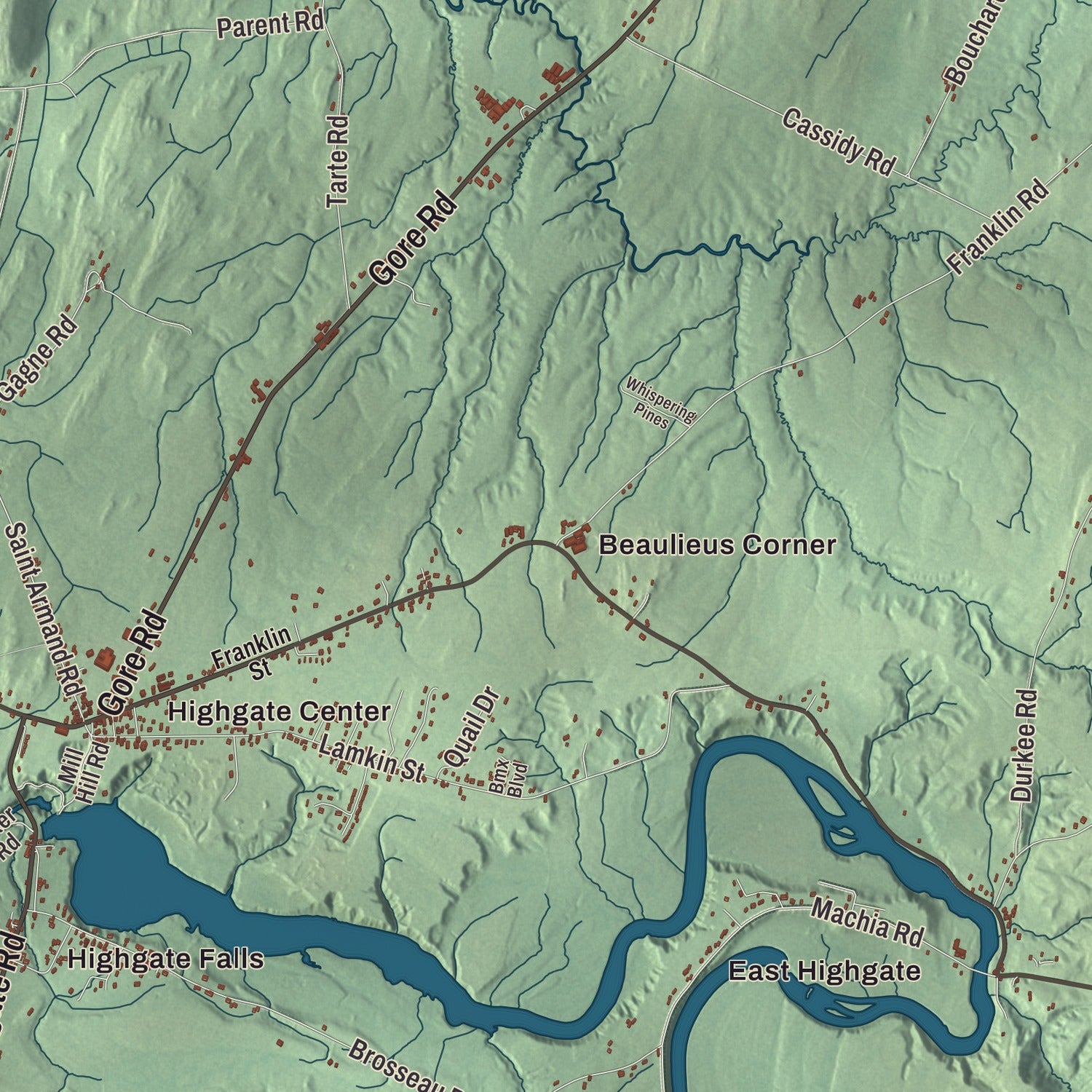 Street and neighborhood detail from the Highgate, Vermont map