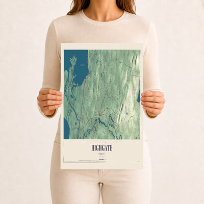 Highgate, Vermont map print - 12 x 18 archival matte print
