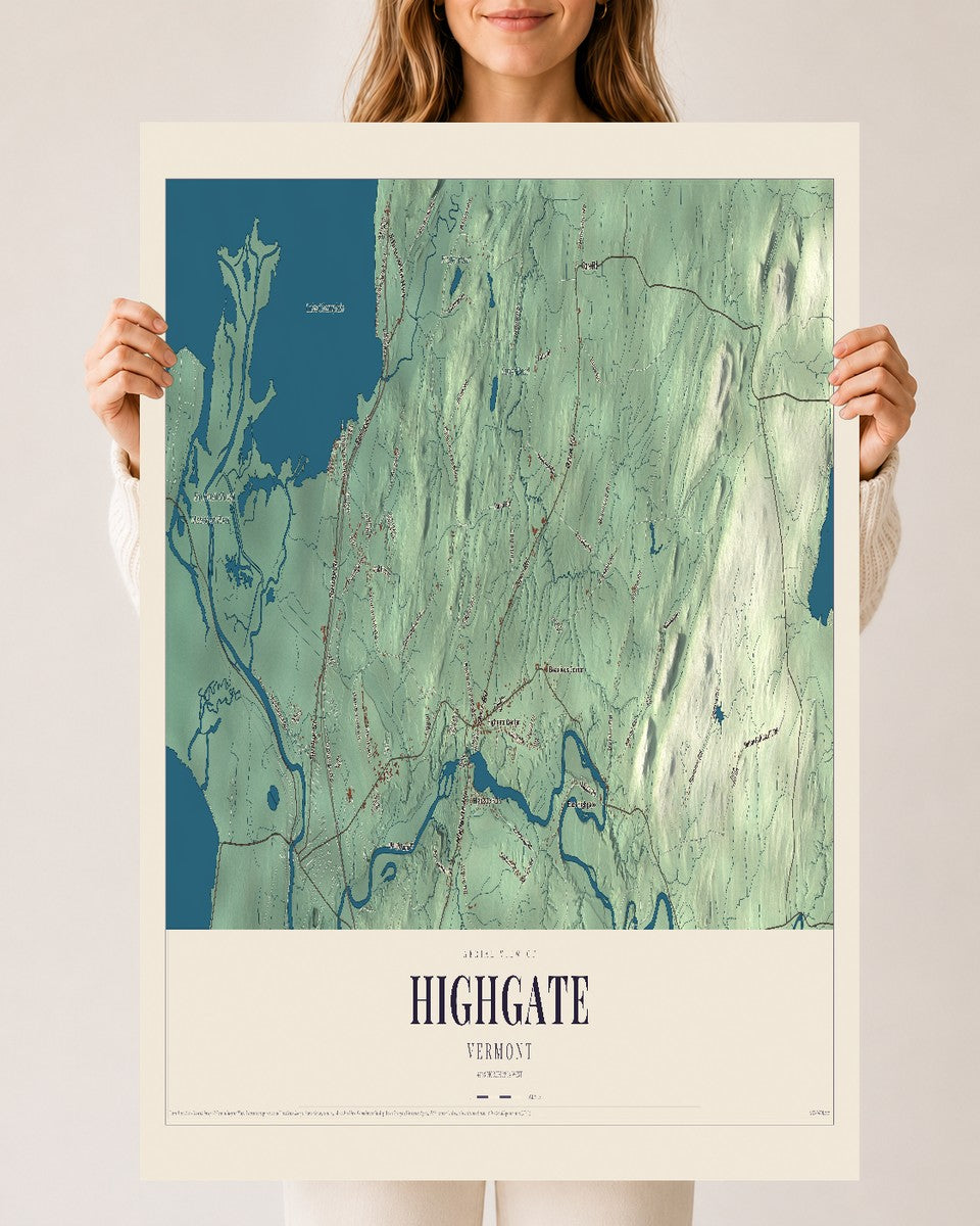 Highgate, Vermont map print - 24 x 36 archival matte print