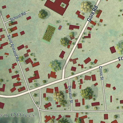 Close-up of the map of Highgate Center, Vermont print showing street and building detail