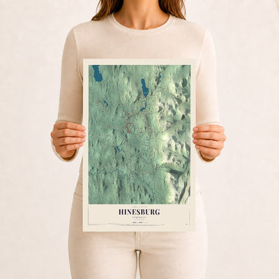 Hinesburg, Vermont map print - 12 x 18 archival matte print