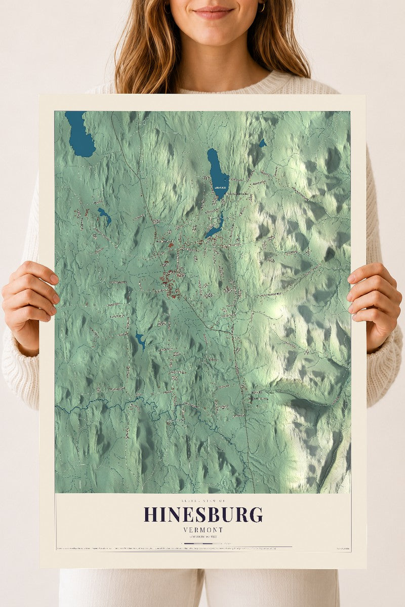 Hinesburg, Vermont map print - 18 x 24 archival matte print