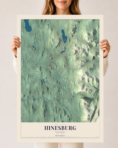 Hinesburg, Vermont map print - 24 x 36 archival matte print