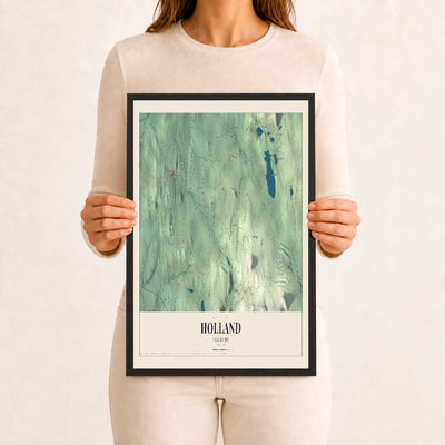 Holland, Vermont map print - 12 x 18 black Ayous wood frame
