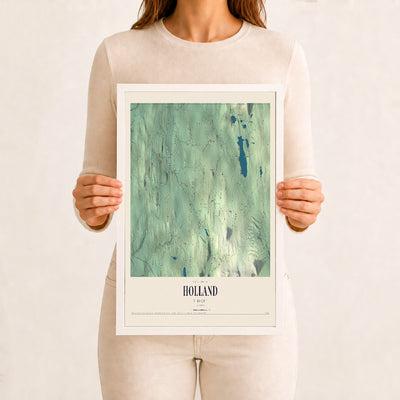 Holland, Vermont map print - 12 x 18 white Ayous wood frame