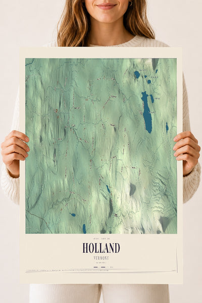 Holland, Vermont map print - 18 x 24 archival matte print