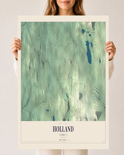 Holland, Vermont map print - 24 x 36 archival matte print