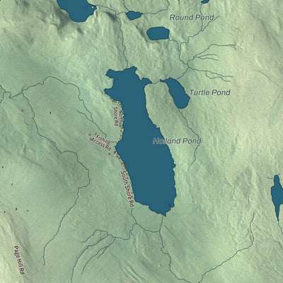 Terrain and local geography detail from the Holland, Vermont map