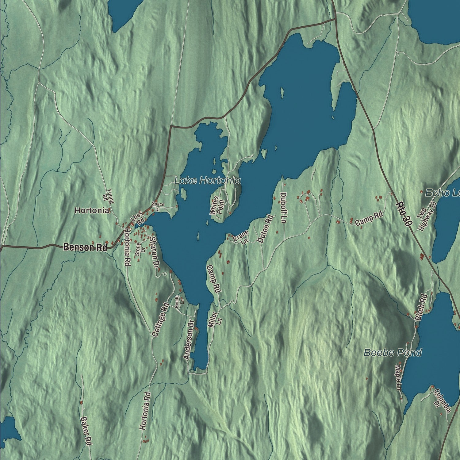 Street and neighborhood detail from the Hubbardton, Vermont map