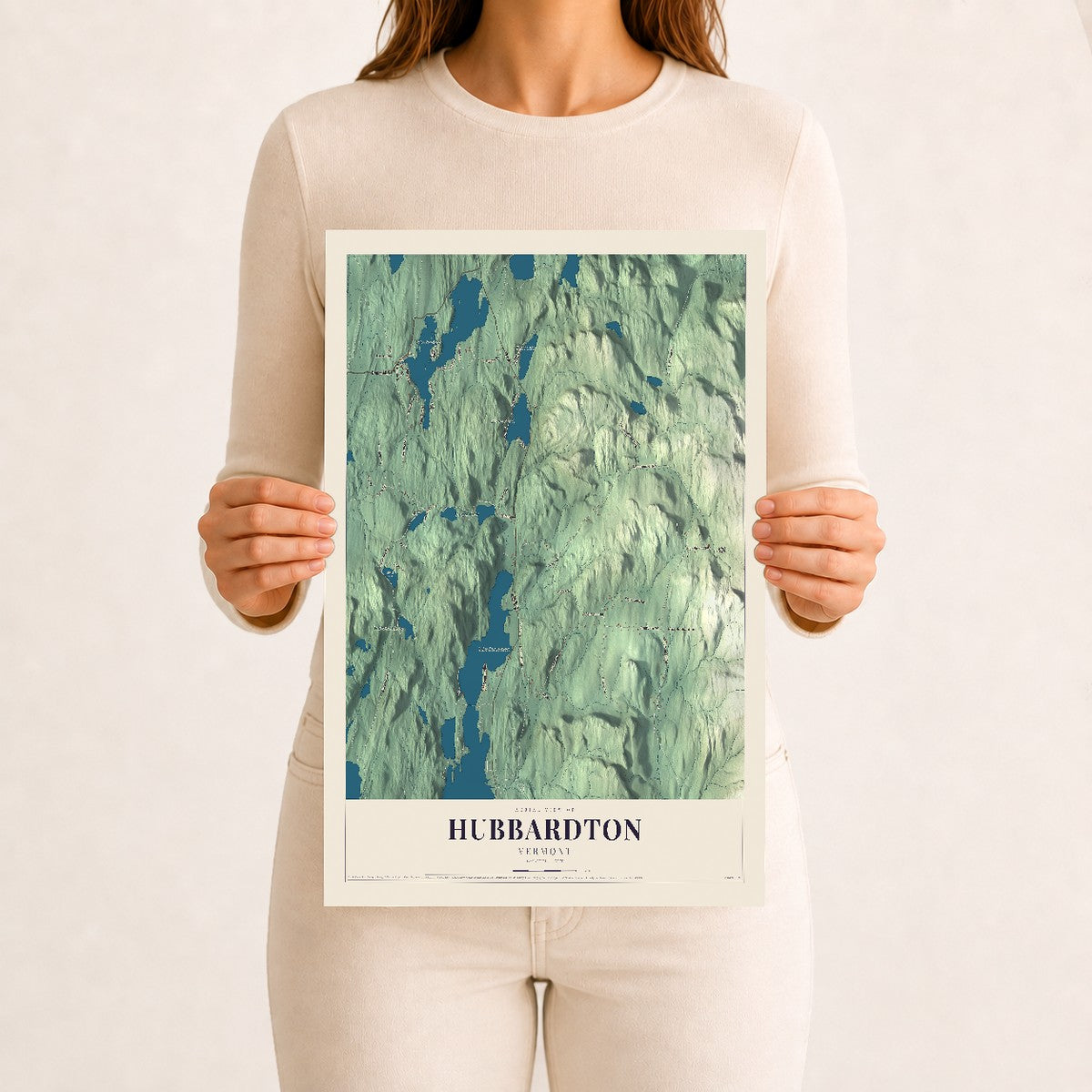 Hubbardton, Vermont map print - 12 x 18 archival matte print