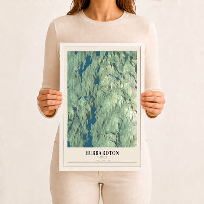 Hubbardton, Vermont map print - 12 x 18 white Ayous wood frame