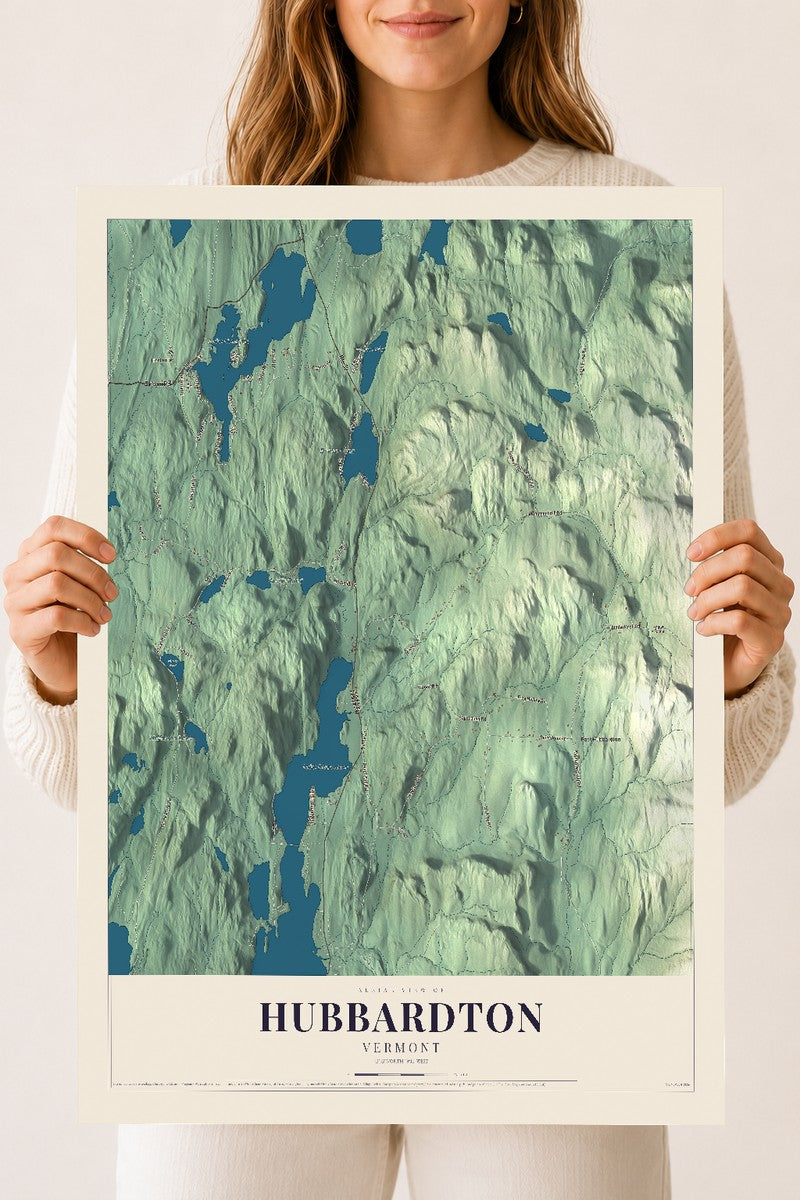 Hubbardton, Vermont map print - 18 x 24 archival matte print