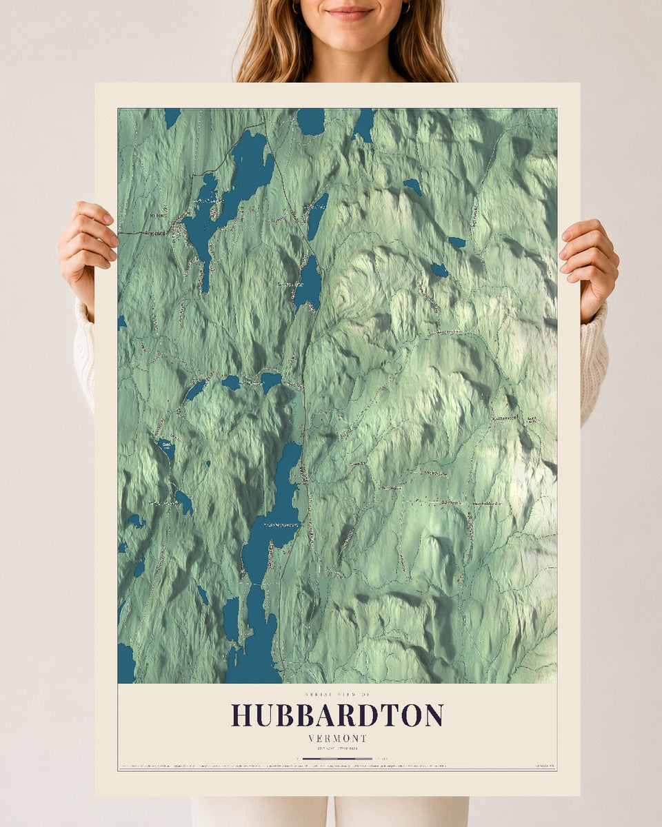 Hubbardton, Vermont map print - 24 x 36 archival matte print