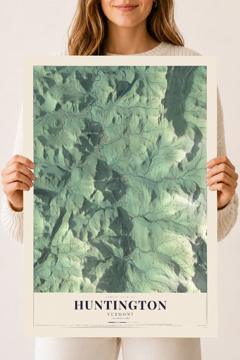 Huntington, Vermont map print - 18 x 24 archival matte print