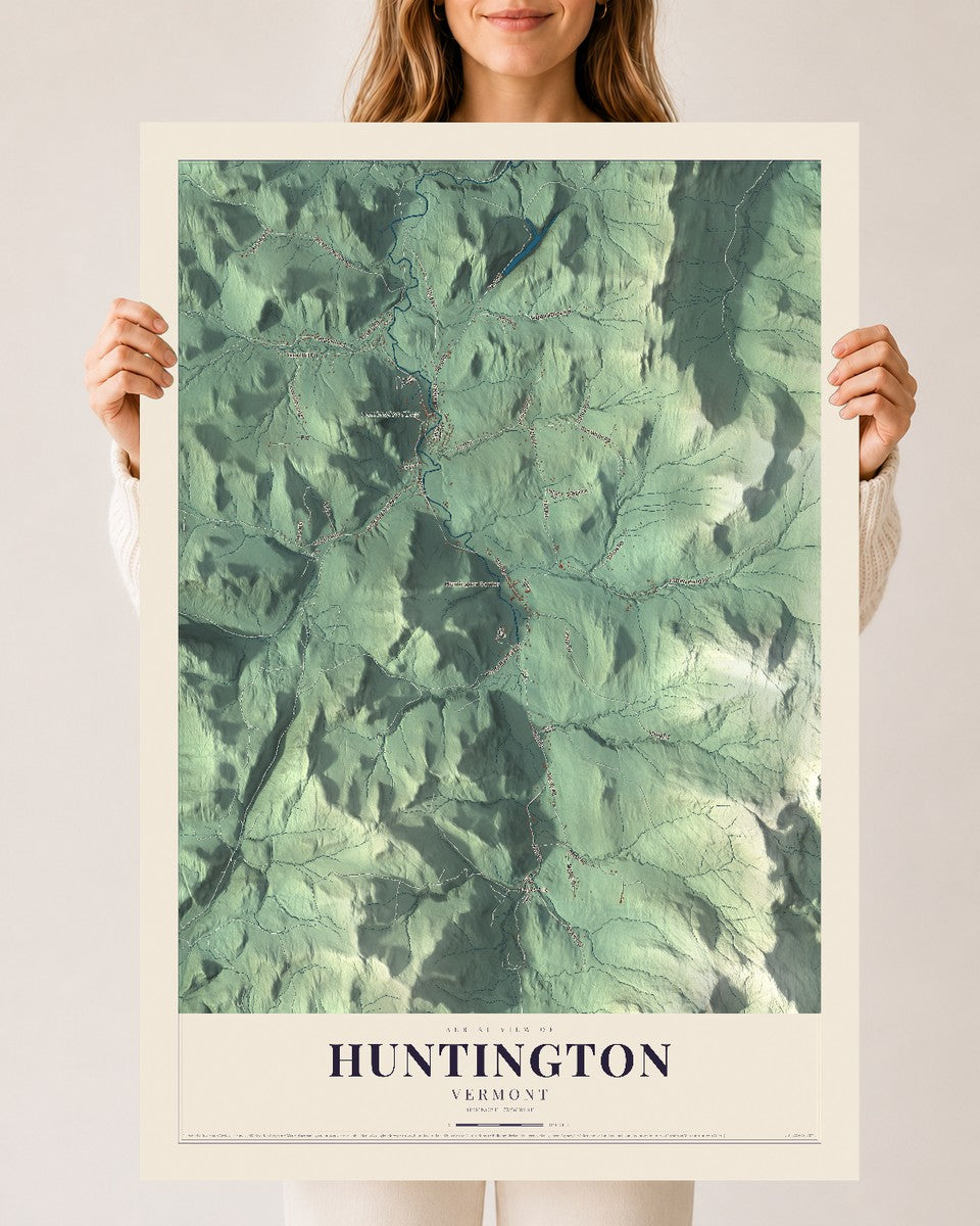 Huntington, Vermont map print - 24 x 36 archival matte print