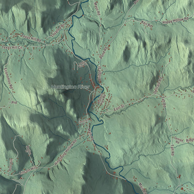 Terrain and local geography detail from the Huntington, Vermont map