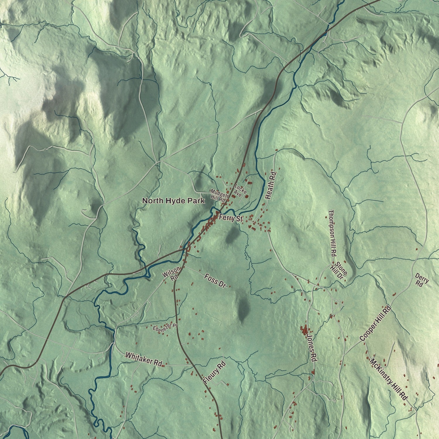 Street and neighborhood detail from the Hyde Park, Vermont map