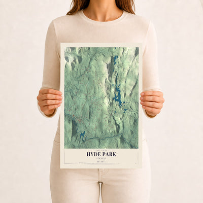 Hyde Park, Vermont map print - 12 x 18 archival matte print