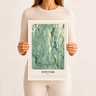 Hyde Park, Vermont map print - 12 x 18 white Ayous wood frame
