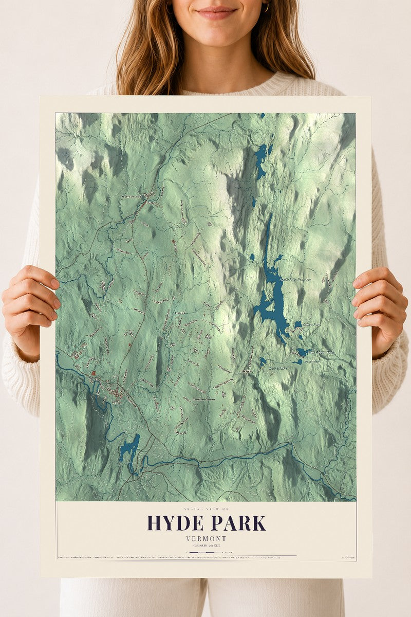 Hyde Park, Vermont map print - 18 x 24 archival matte print