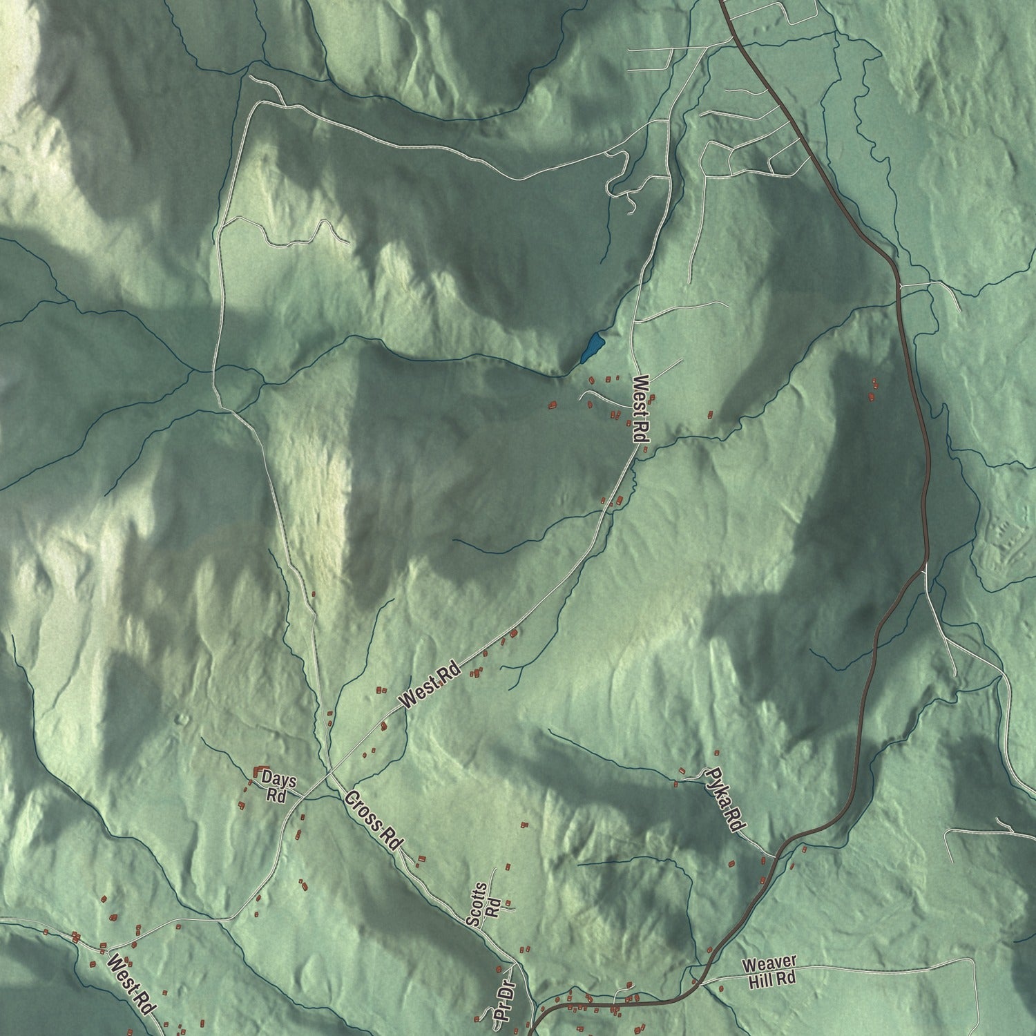 Terrain and local geography detail from the Ira, Vermont map