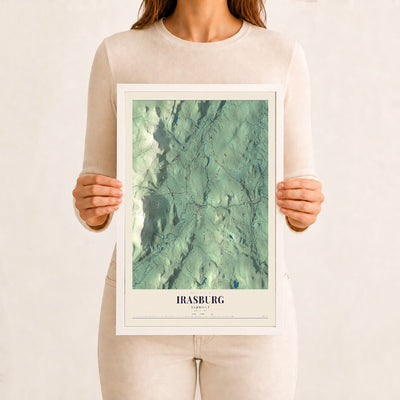 Irasburg, Vermont map print - 12 x 18 white Ayous wood frame